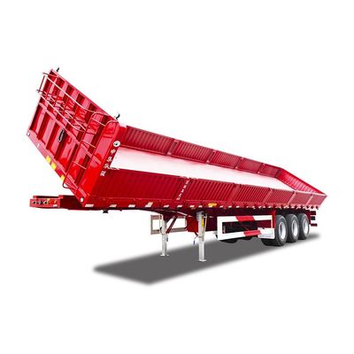 삼축 듀얼 사이드 덤프 틱퍼 반 트레일러 600mm 월보드 높이 12R22.5 타이어
