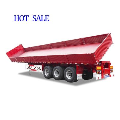 삼축 듀얼 사이드 덤프 틱퍼 반 트레일러 600mm 월보드 높이 12R22.5 타이어