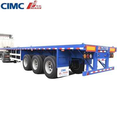 50 톤 트럭 트레일러 3 축 40ft CIMC HUAJUN 평면 반 트레일러