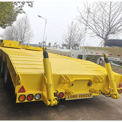 CIMC HUAJUN 3 Axle Low Bed Semi-Bed Trailer 트럭 트레일러 장비 운송 수압 승강기 낮은 소년 트레일러 Fuwa Axle Heavy Duty