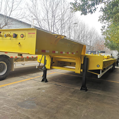 CIMC HUAJUN 3 Axle Low Bed Semi-Bed Trailer 트럭 트레일러 장비 운송 수압 승강기 낮은 소년 트레일러 Fuwa Axle Heavy Duty