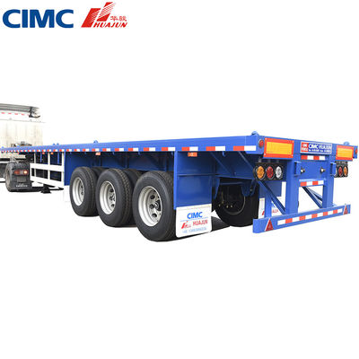 40T 최대 유료 CIMC HUAJUN 20ft 40ft 평면 트레일러 공기 서스펜션 및 리프팅