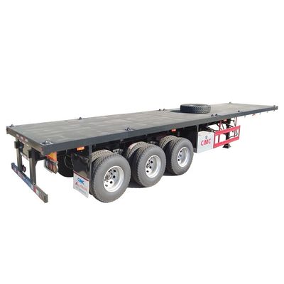 80T 트럭 차시 CIMC HUAJUN 20ft 40ft 평면 컨테이너 트레일러 12R22.5 타이어
