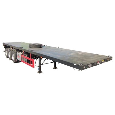 80T 트럭 차시 CIMC HUAJUN 20ft 40ft 평면 컨테이너 트레일러 12R22.5 타이어