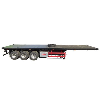 80T 트럭 차시 CIMC HUAJUN 20ft 40ft 평면 컨테이너 트레일러 12R22.5 타이어