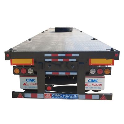 80T 트럭 차시 CIMC HUAJUN 20ft 40ft 평면 컨테이너 트레일러 12R22.5 타이어