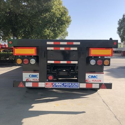 80T 트럭 차시 CIMC HUAJUN 20ft 40ft 평면 컨테이너 트레일러 12R22.5 타이어