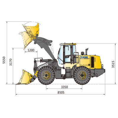 6500kg 운영 무게 LW600KN 휠 로더 상단 수압 실린더와 로켓 버킷