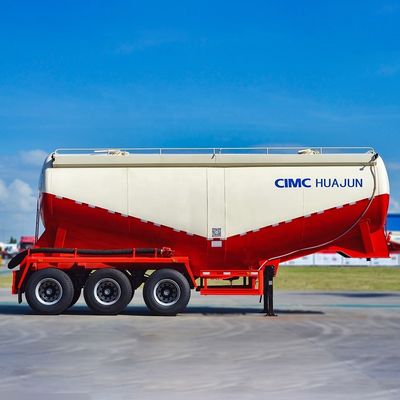 내구성 CIMC HUAJUN 40CBM 건조 대량 분말 시멘트 탱크 수송기 3 축 탱크 반 트레일러