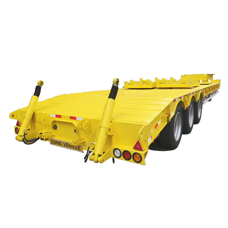 CIMC HUAJUN 3 Axle Low Bed Semi-Bed Trailer 트럭 트레일러 장비 운송 수압 승강기 낮은 소년 트레일러 Fuwa Axle Heavy Duty