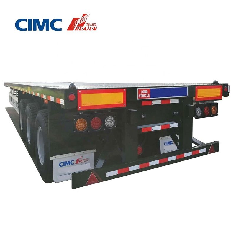 CIMC HUAJUN 3 축 40ft 평면 컨테이너 반 트레일러 12 트위스트 잠금과 12380 * 2500 크기