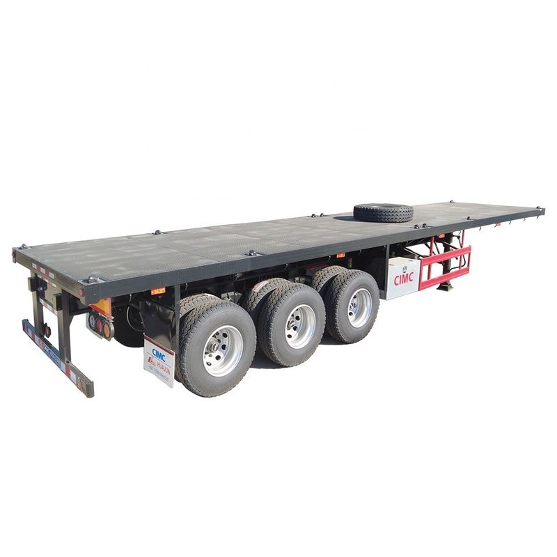 80T 트럭 차시 CIMC HUAJUN 20ft 40ft 평면 컨테이너 트레일러 12R22.5 타이어