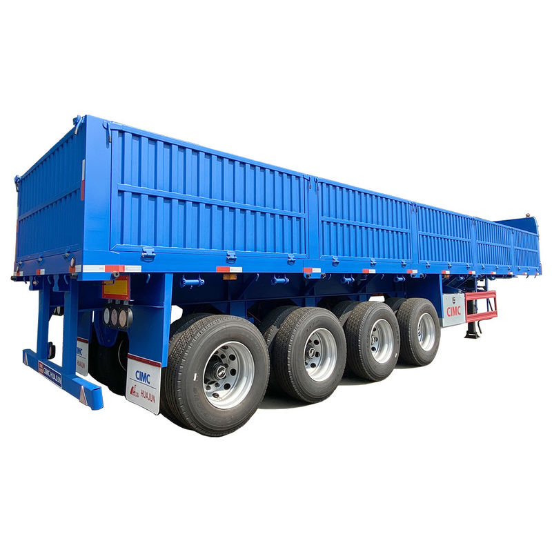 핫 4 축 평면 반 트레일러 1000mm 사이드 왈드 60T 12.00R20 타이어 최대 실력